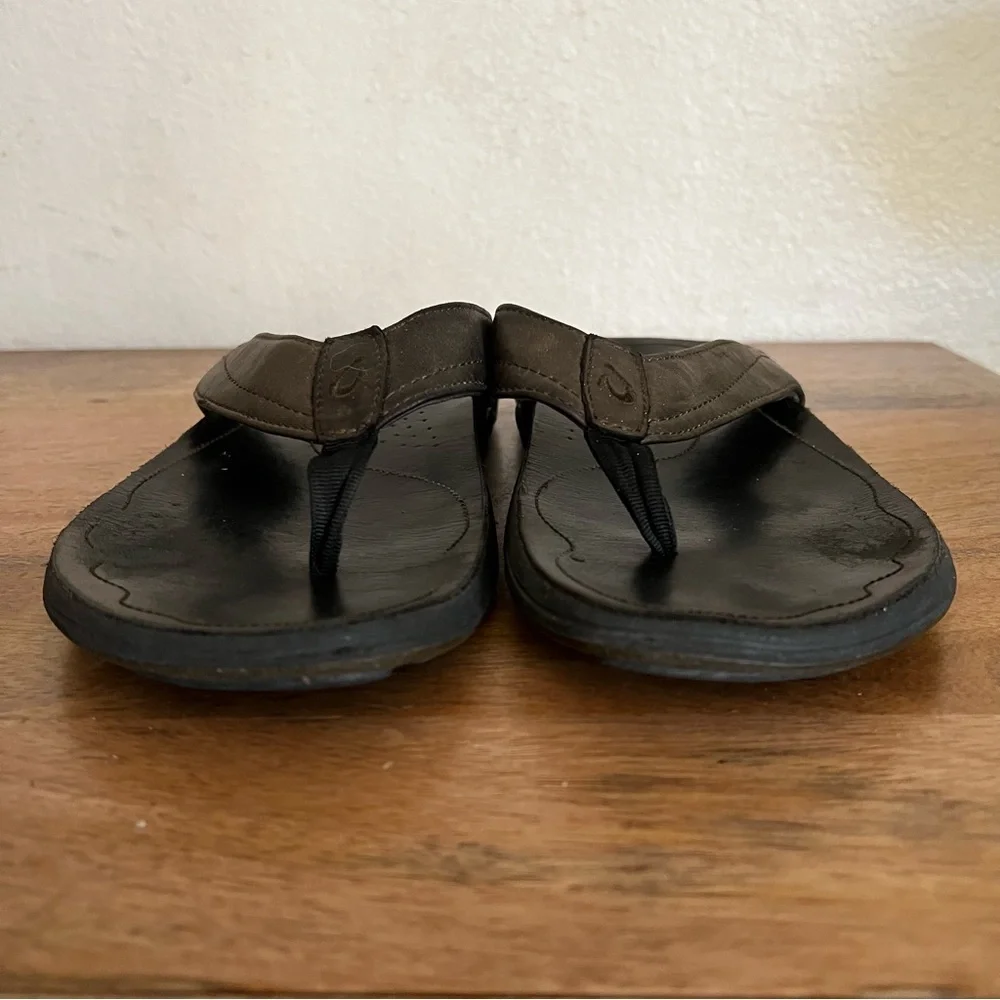 Olukai Mens Kumu Leather Sandals Flip Flop Flats shoes Size 12